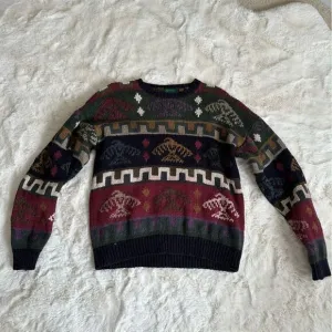 Vintage Byford London/NY green   red oversized grandpa sweater with eagle print