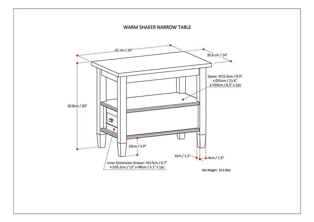 Warm Shaker Narrow End Table