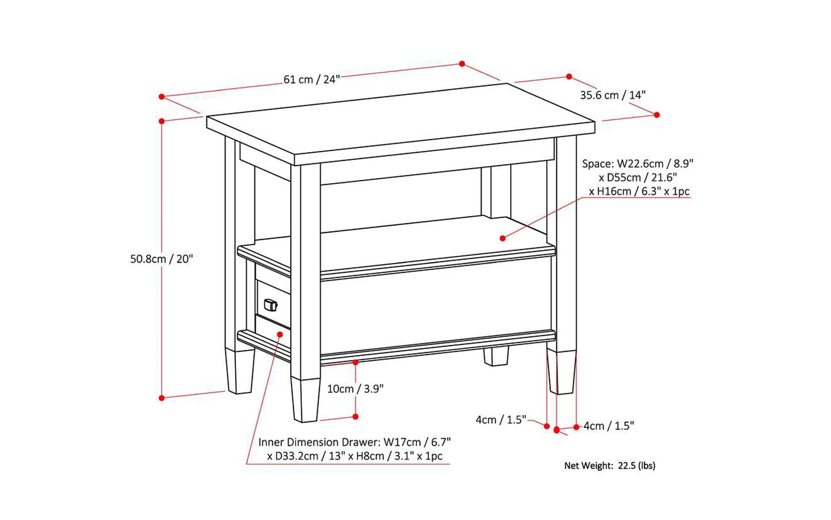Warm Shaker Narrow End Table