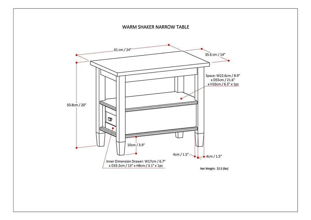 Warm Shaker Narrow End Table