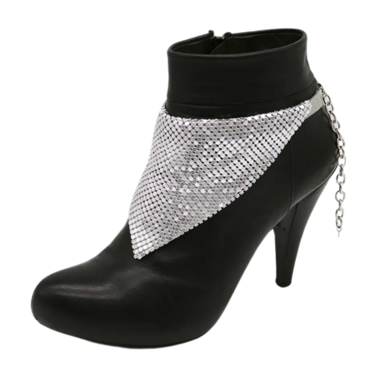 Women Silver Mesh Metal Bandana Style Boot Chain Bracelet