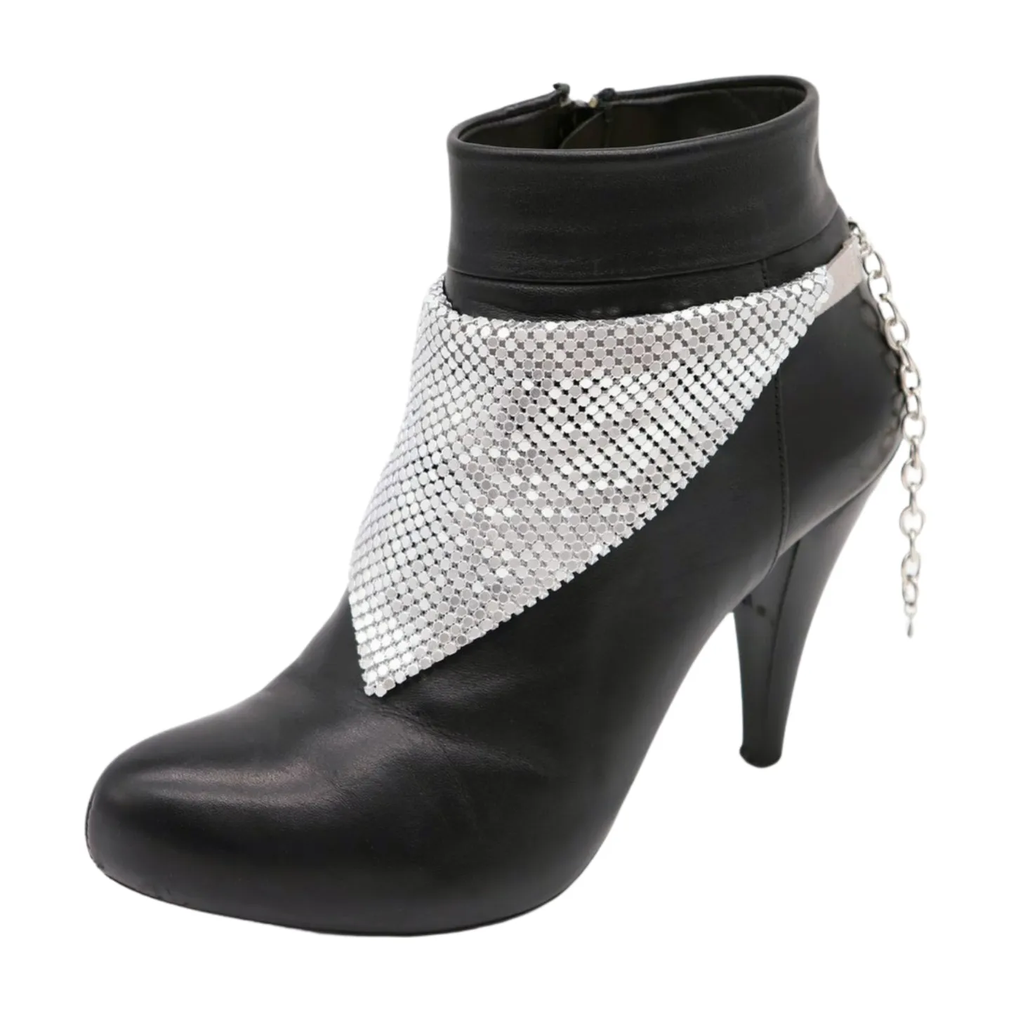 Women Silver Mesh Metal Bandana Style Boot Chain Bracelet