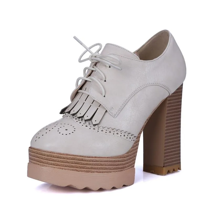 Women's Lacey Thick High Heeled Pumps