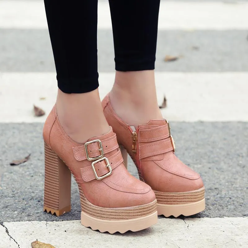 Women's Lacey Thick High Heeled Pumps