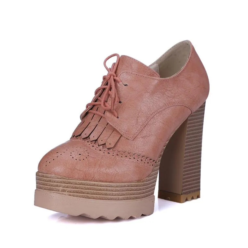 Women's Lacey Thick High Heeled Pumps