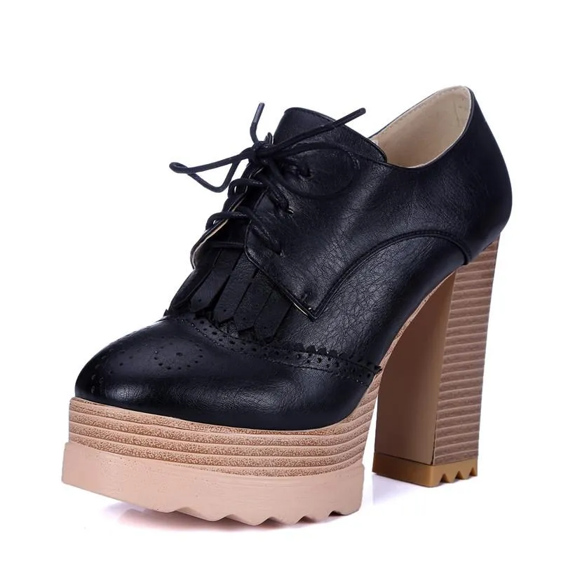 Women's Lacey Thick High Heeled Pumps