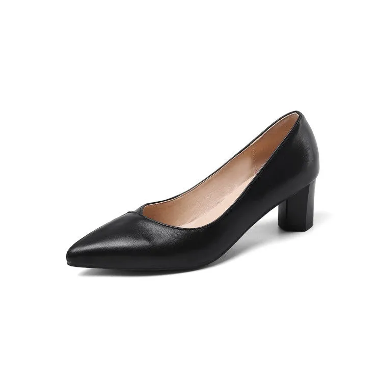 Women's Pointed Toe High Heel Chunky Pumps