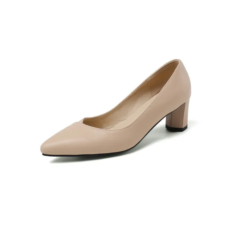 Women's Pointed Toe High Heel Chunky Pumps