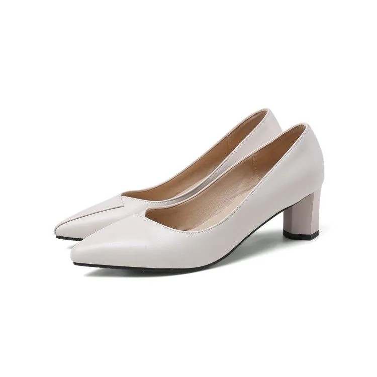 Women's Pointed Toe High Heel Chunky Pumps