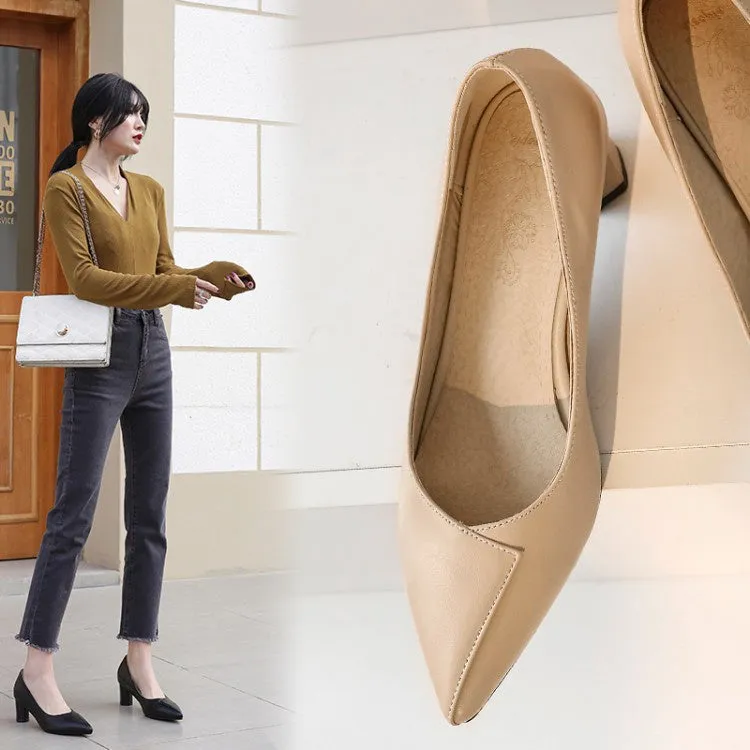 Women's Pointed Toe High Heel Chunky Pumps
