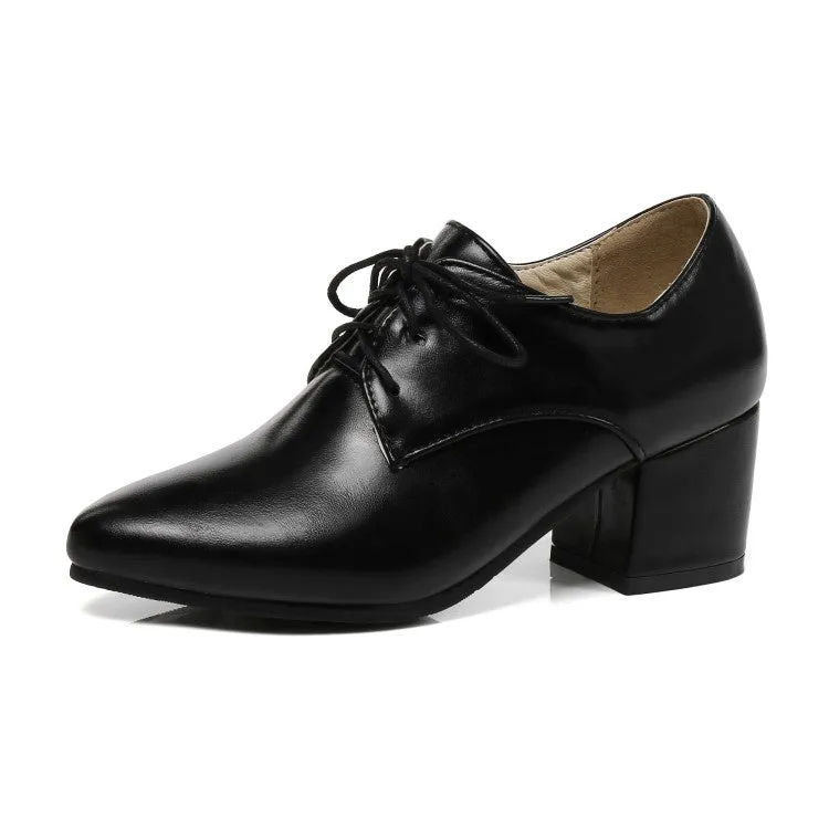 Women's Pu Leather Lace Up High Heel Shoes