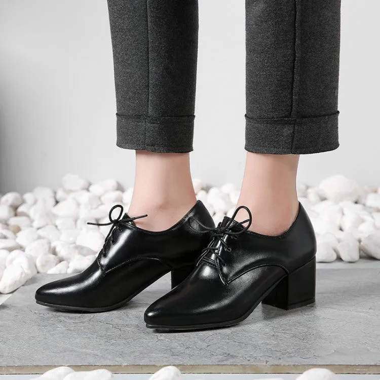 Women's Pu Leather Lace Up High Heel Shoes