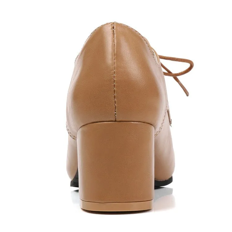 Women's Pu Leather Lace Up High Heel Shoes