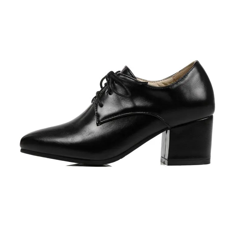 Women's Pu Leather Lace Up High Heel Shoes