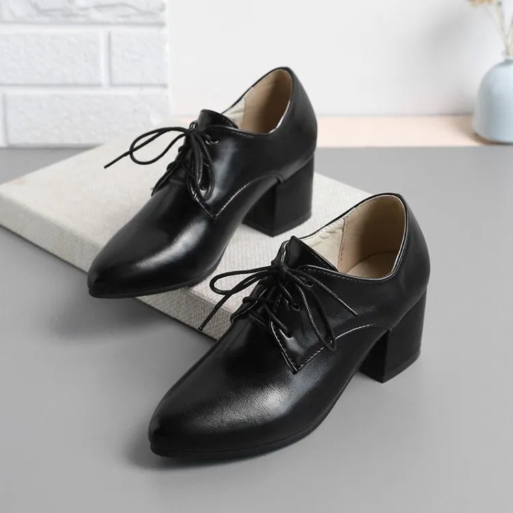 Women's Pu Leather Lace Up High Heel Shoes