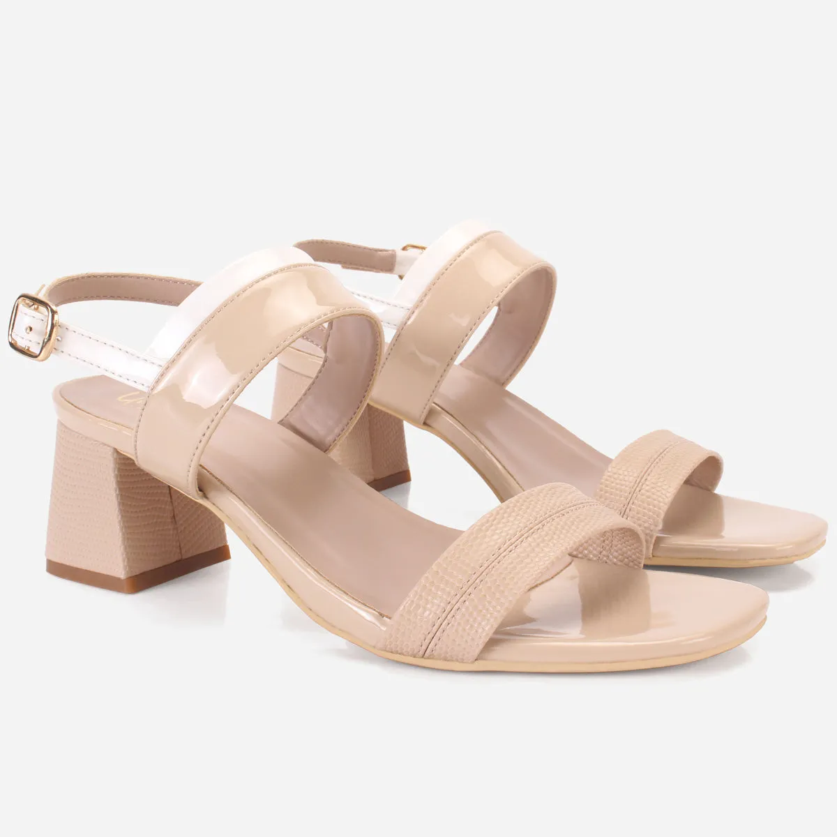 Womens "GLAZIA" Patent Block Heel Sandals