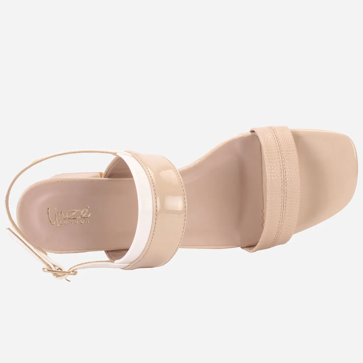 Womens "GLAZIA" Patent Block Heel Sandals