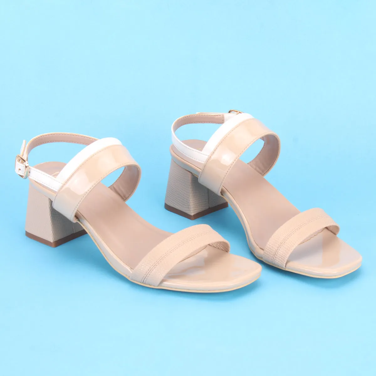 Womens "GLAZIA" Patent Block Heel Sandals