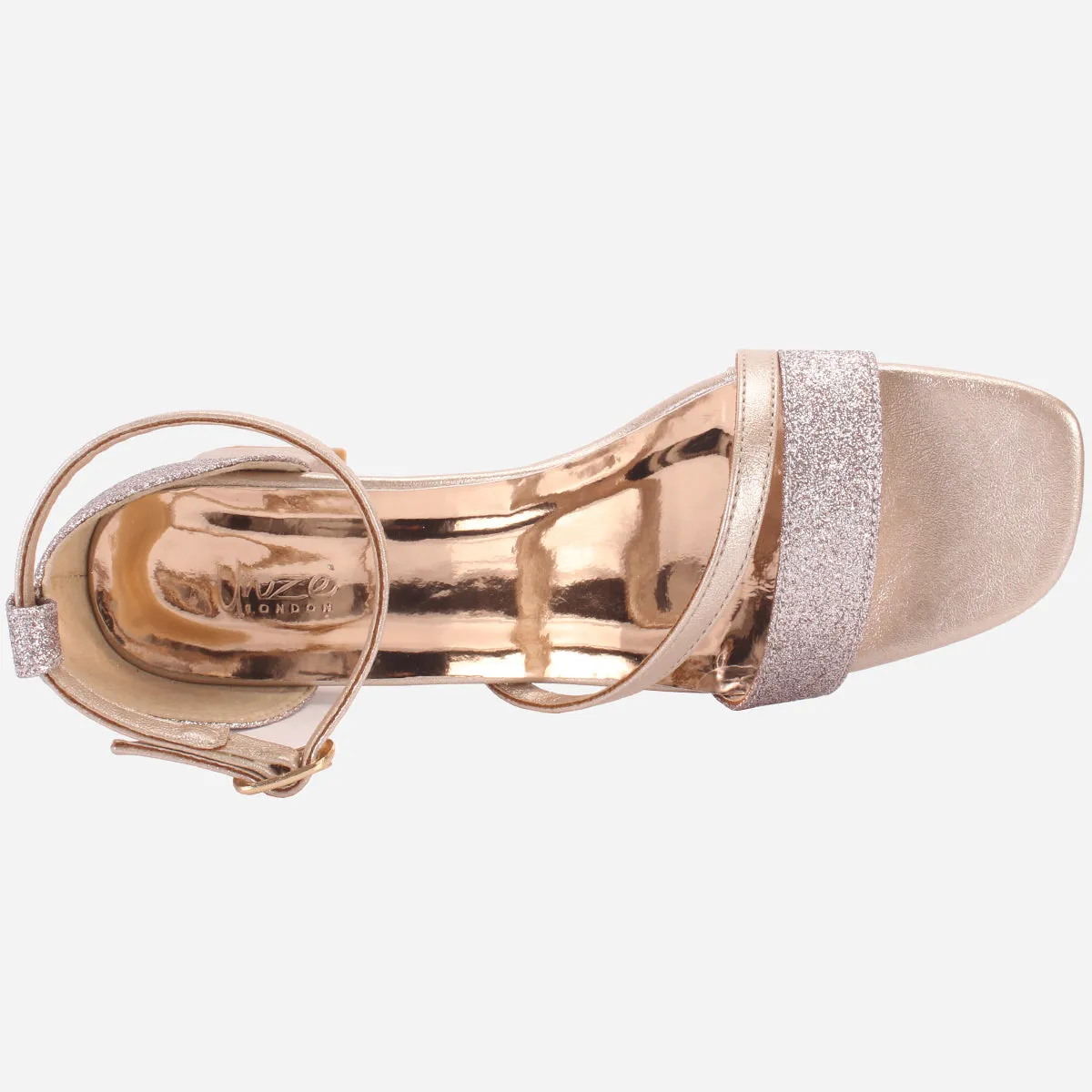 Womens "KAPUA" Shimmery Block Heel Sandals