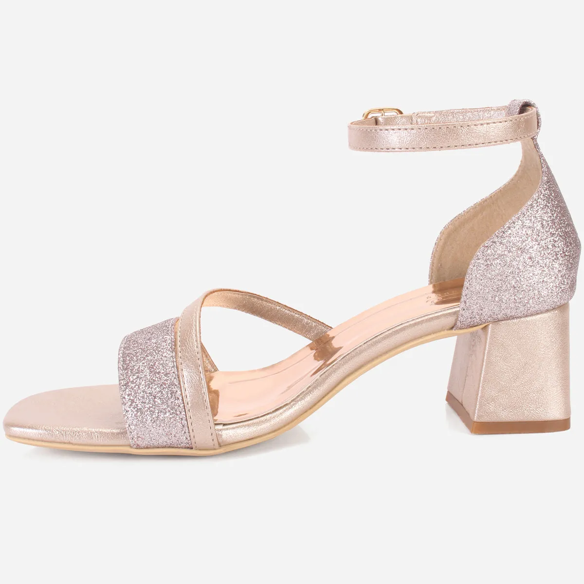 Womens "KAPUA" Shimmery Block Heel Sandals