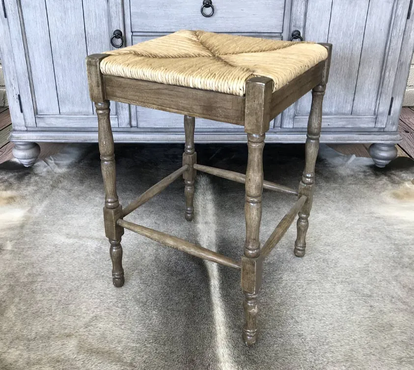 Woven Straw Seat Stool