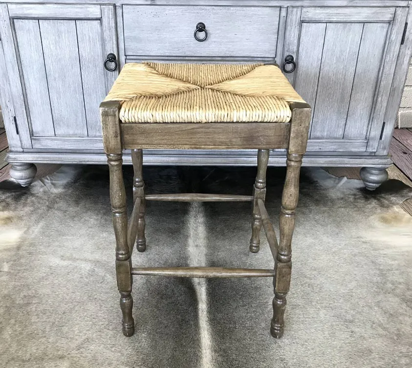 Woven Straw Seat Stool