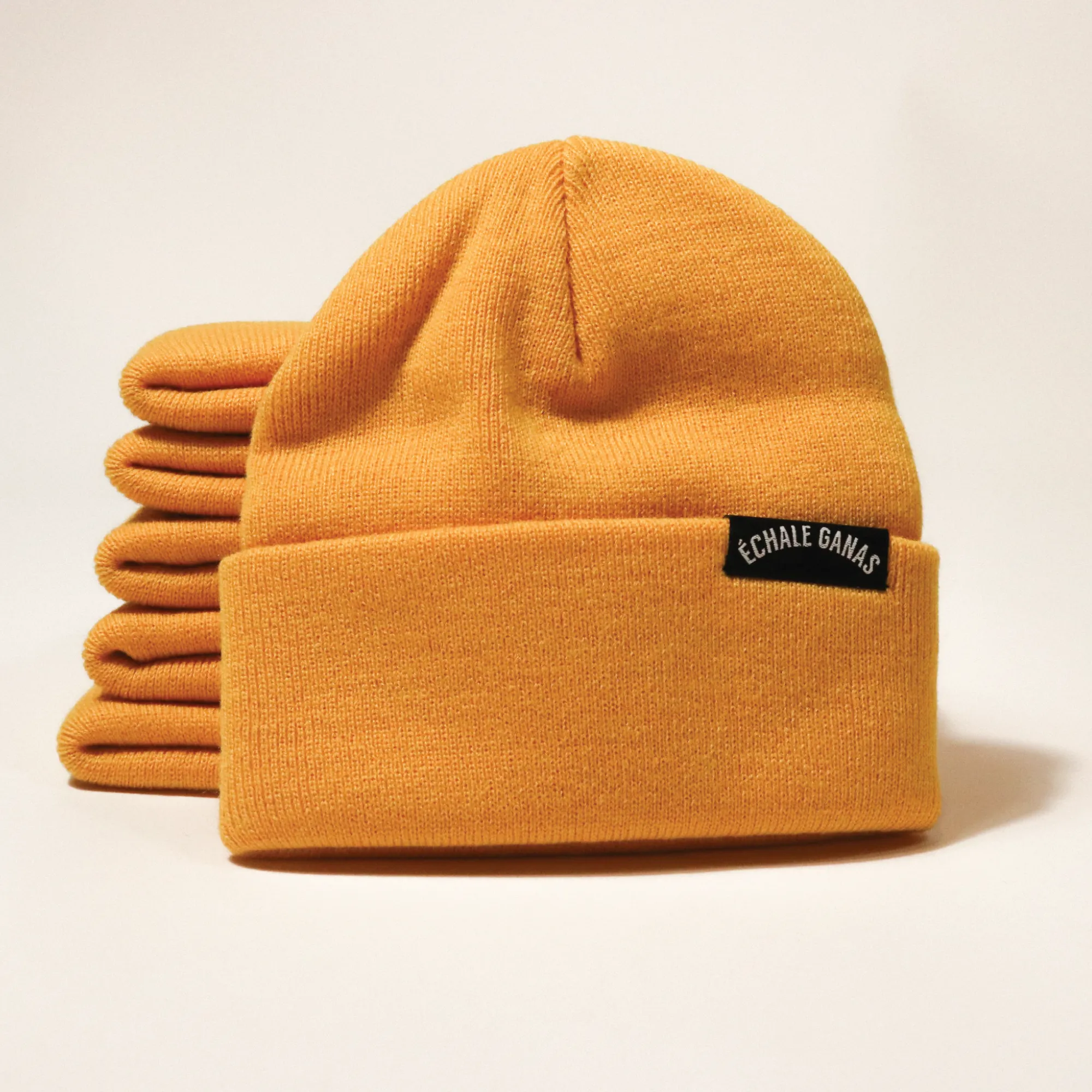 Yellow Woven Label Beanie