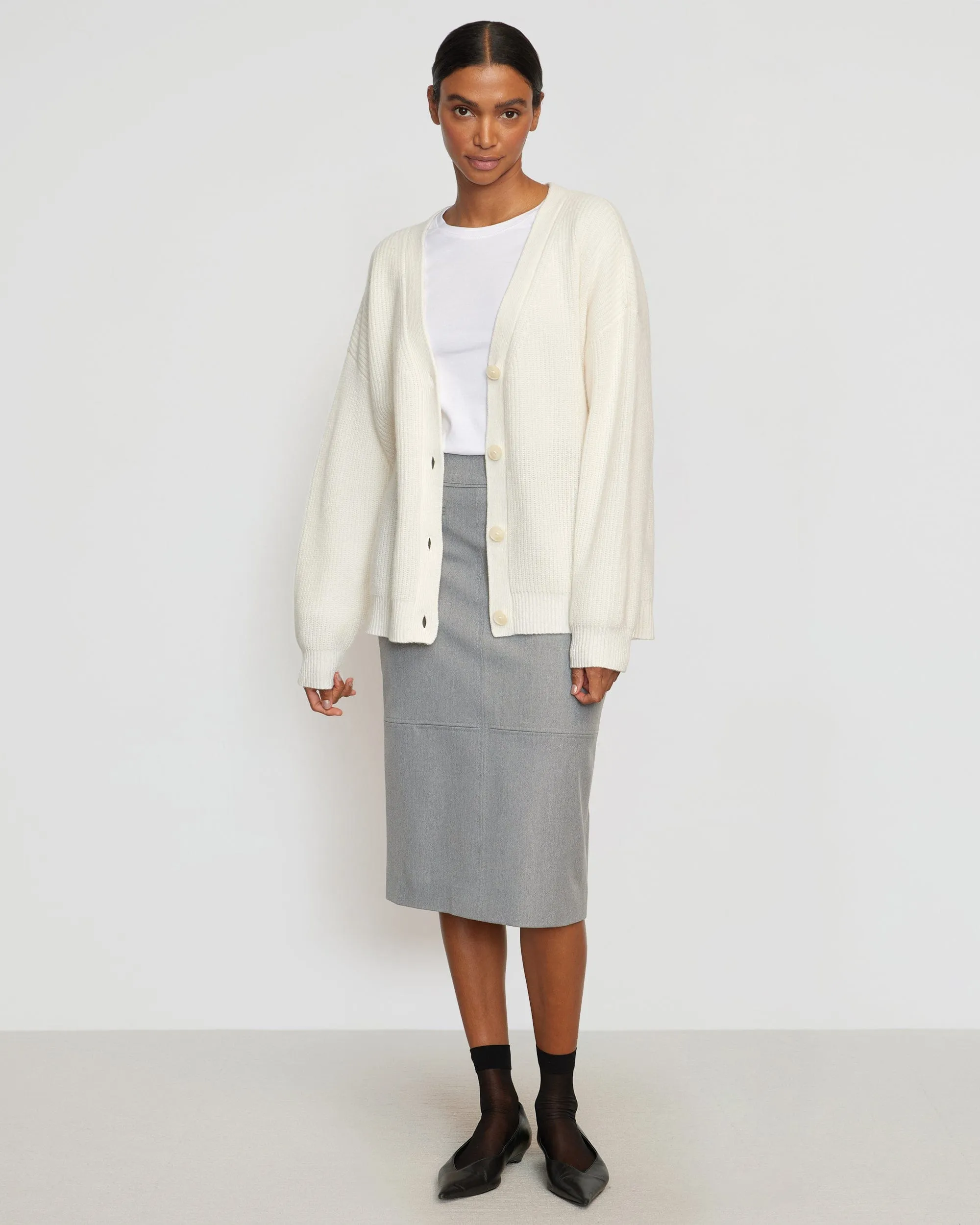 Yulia Back-Split Suiting Skirt