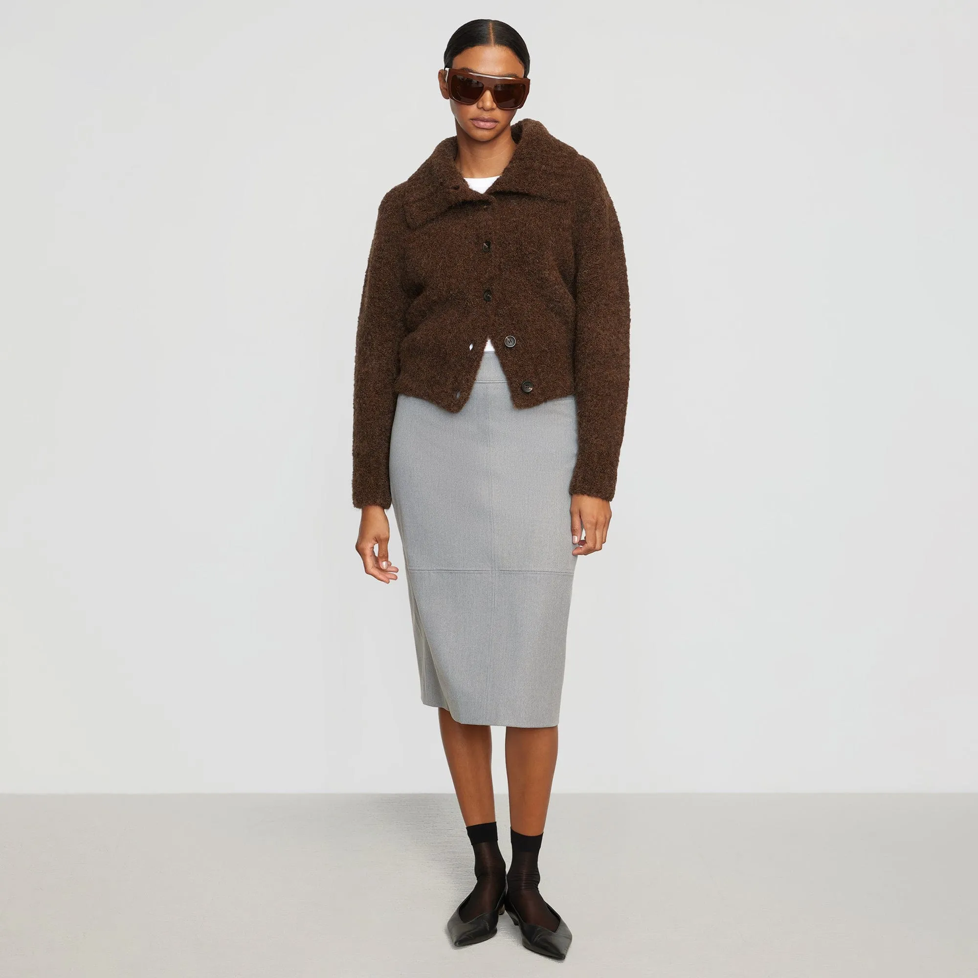 Yulia Back-Split Suiting Skirt