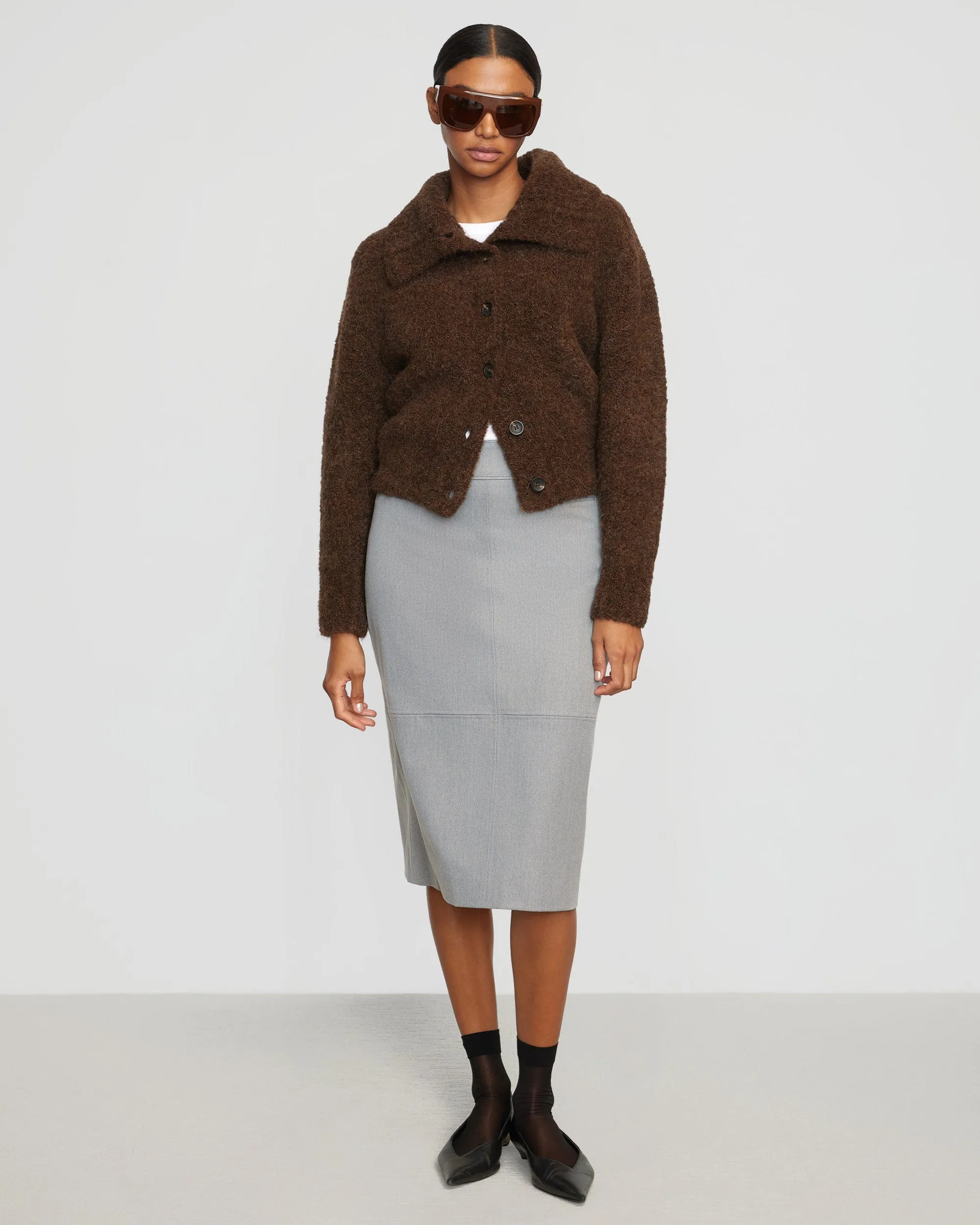 Yulia Back-Split Suiting Skirt