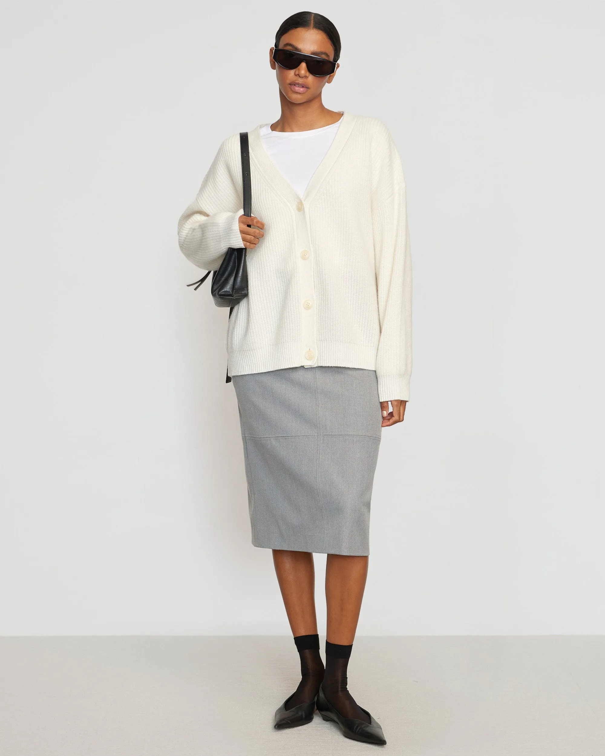 Yulia Back-Split Suiting Skirt