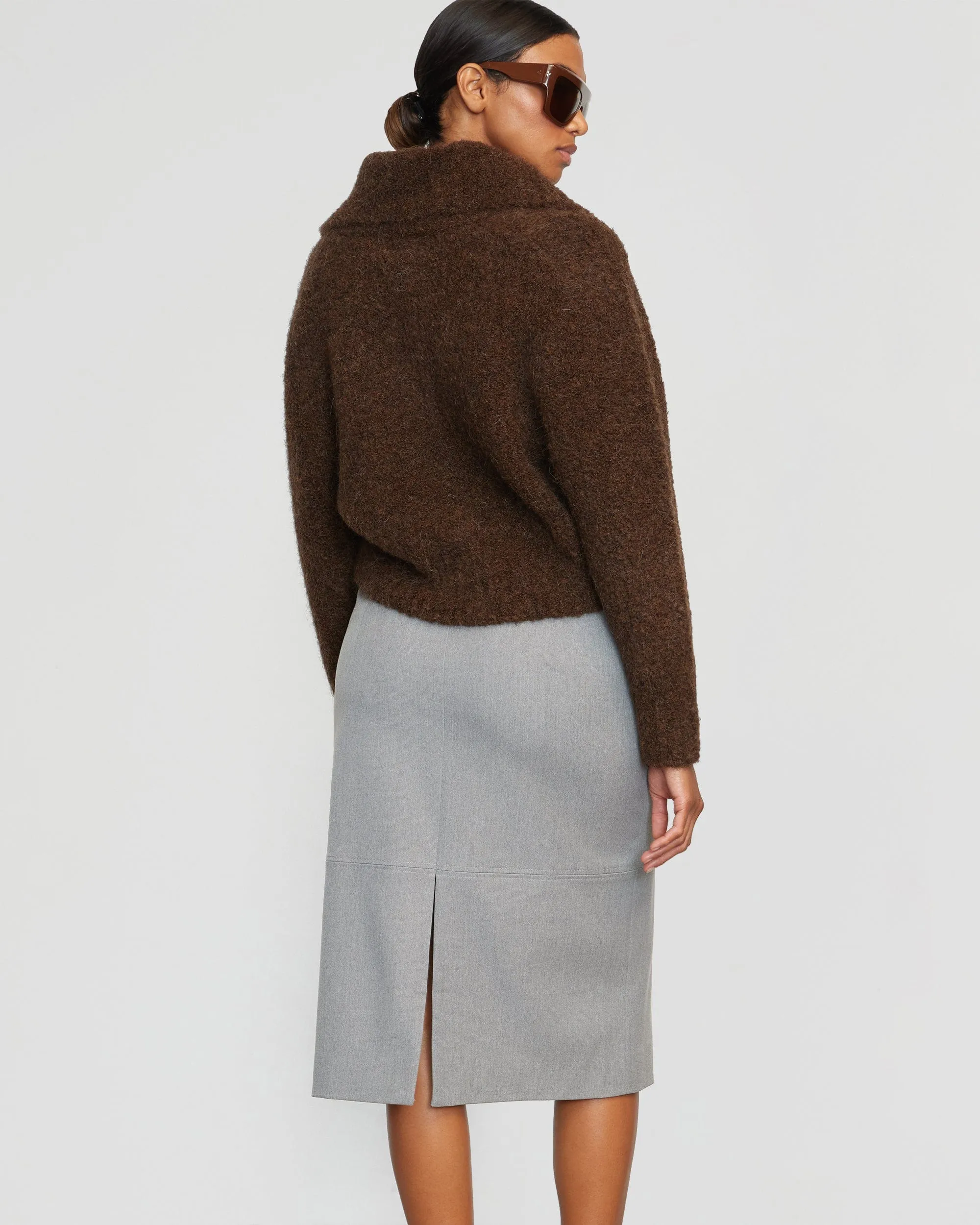 Yulia Back-Split Suiting Skirt